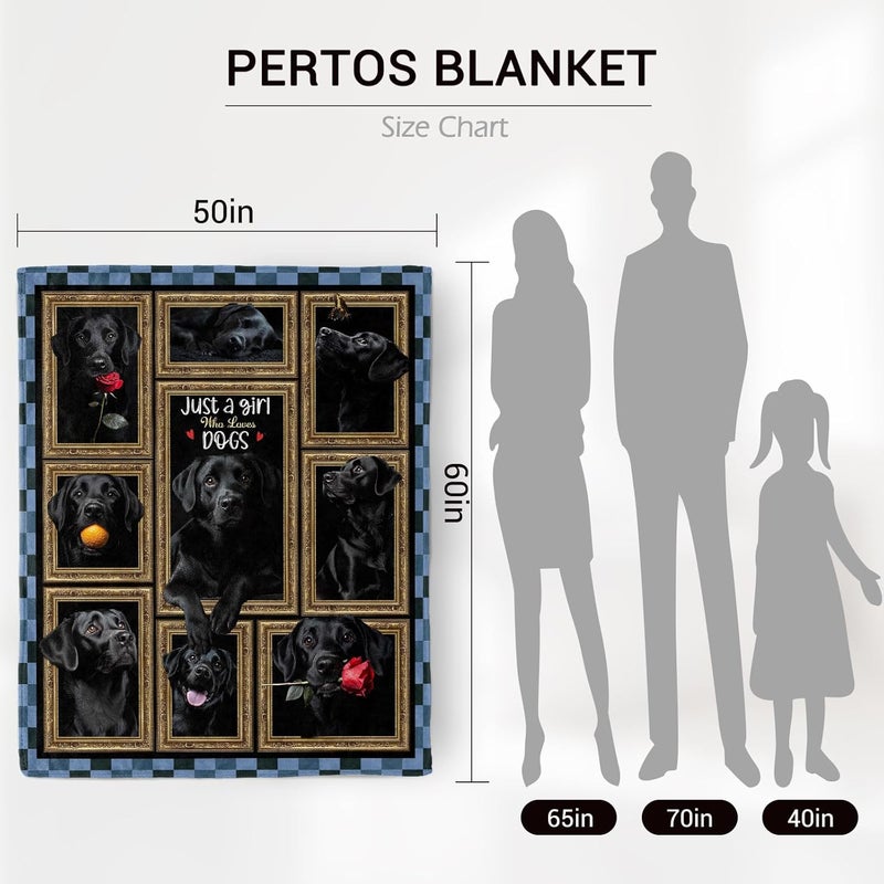 Levens Black Labrador Dog Blanket Gifts for Girls, Just A Girl Who Loves Black Lab Dog with Red Rose Blanket for Kids Animal Lover, 60"x50" Soft Flannel Throw Blankets Decor for Couch & Sofa Bed - Image 3